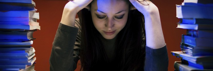 Student Woman Girl Studying Worrying Confused Sad Library Learning Book